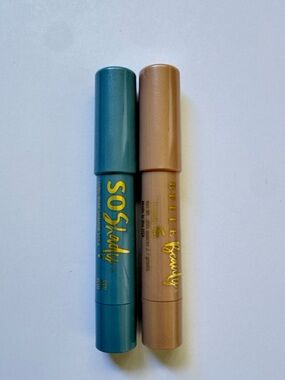 Belle Beauty by Kim Gravel stick eye shadows. Sky Blue and Golden shades